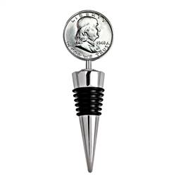 Silver Franklin Half Dollar Coin Wine Stopper