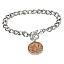 Butterfly Coin Silvertone Toggle Bracelet