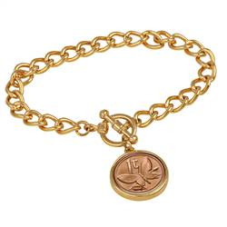 Butterfly Coin Goldtone Toggle Bracelet