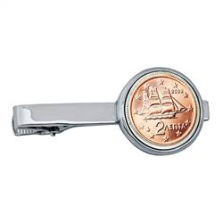 Greek 2 Euro Bar Coin Tie Clip