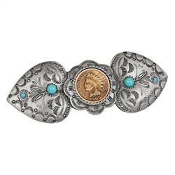 Indian Head Penny Pewter Western Hair Barrette