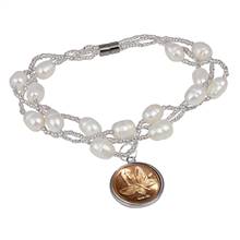 Butterfly Coin Freshwater Pearl Magnetic Closure Bracelet