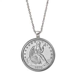 Silver Seated Liberty Half Dollar Coin Silvertone Pendant