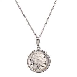 Buffalo Nickel Coin Sterling Silver Necklace