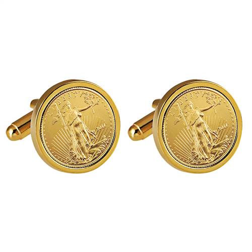 Gold tone coin cufflinks selling