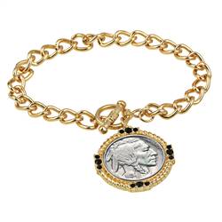 Buffalo Nickel Goldtone Toggle Bracelet