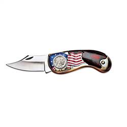 American Flag Coin Pocket Knife with Buffalo Nickel