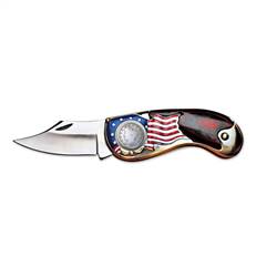 American Flag Coin Pocket Knife with Liberty Nickel