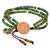 Irish Penny Coin Shamrock Charm Leather Multi Strand Czech Bead Bracelet