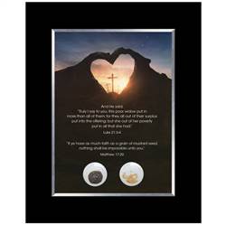 Bible Verses With Widow's Mite and Mustard Seeds Table Top Frame