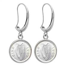 3 Pence Silvertone Earrings