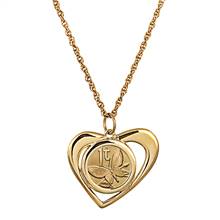 Gold Layered Butterfly Coin Heart Pendant