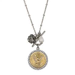 Chile Angel Coin Rose Toggle Pendant