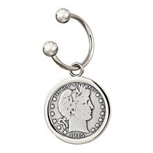 Silver Barber Half Dollar Silvertone Keychain