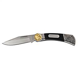 Gold-Layered Buffalo Nickel Wood Pocket Knife With Engravable Plate