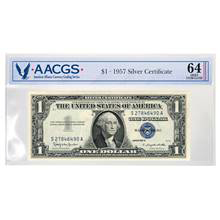 Series 1957 $1 Silver Certificate Graded Choice Uncirculated 64 by AACGS