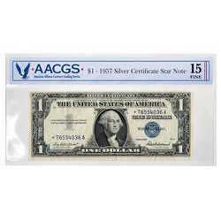 Series 1957 $1 Star Note Silver Certificate Graded Fine 15 by AACGS