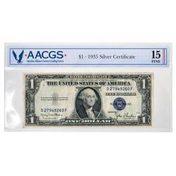 Series 1935 $1 Silver Certificate Graded Fine 15 by AACGS