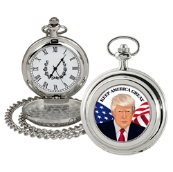 Silvertone Pocket Watch With Colorized Trump JFK Half Dollar Coin