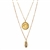 Gold Plated Hummingbird Coin With Gold Trimmed Cowrie Shell Double Chain Necklace