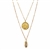 Gold Plated Butterfly Coin With Gold Trimmed Cowrie Shell Double Chain Necklace