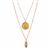 Sun Coin With Gold Plated Cowrie Shell Double Chain Necklace