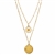 3 Lions Coin With Dry Flower Double Chain Necklace