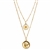 Gold Plated Mercury Dime Coin With Dry Flower Double Chain Necklace