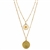 Sun Coin With Dry Flower Double Chain Necklace