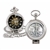 Silver Walking Liberty Half Dollar Coin Pocket Watch with Skeleton Movement - Black Dial with Gold Roman Numerals