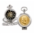 Gold-Layered Silver Franklin Half Dollar Coin Pocket Watch with Skeleton Movement - Black Dial with Gold Roman Numerals