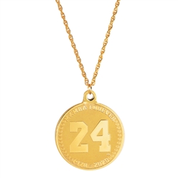 Kobe Bryant Mamba Forever 24KT Gold Plated 2 sided Medallion Memorial Necklace | Rope 24 Inch Goldtone Chain | Basketball Tribute to Number 8, 24 Jersey | 1978 -2020 G.O.A.T - FREE SHIPPING FIRST 100 CUSTOMERS!