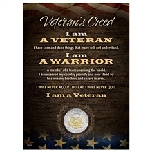 Veteran's Creed with Genuine JFK Half Dollar Matted Coin