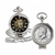 JFK Half Dollar Coin Pocket Watch with Skeleton Movement - Magnifying Glass - Black Dial with Gold Roman Numerals