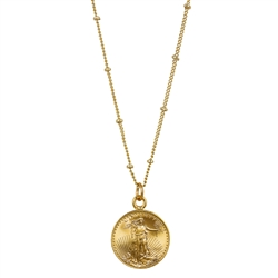 St. Gaudens Replica Coin Gold Tone Pendant
