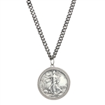 Walking Liberty Silver Half Dollar Pendant With Curb Chain