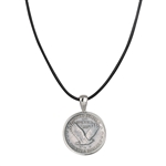 Standing Liberty Silver Quarter Pendant With Leather Cord- Reverse