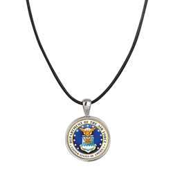 Air Force Colorized Quarter Pendant With Leather Cord