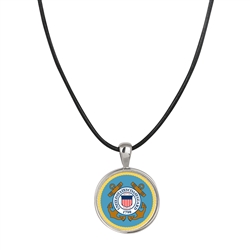 Coast Guard Colorized Quarter Pendant With Leather Cord