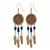 Indian Penny One Cent Coin Lapis Glass Beaded Feather Fish Hook Earrings
