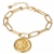 Gold Layered Buffalo Nickel Coin Goldtone Elongated Link Bracelet