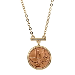 Butterfly Coin Goldtone Bar Necklace