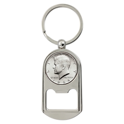 JFK 1964 First Year of Issue Half Dollar Coin Key Chain Bottle Opener