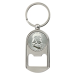 Silver Franklin Half Dollar Coin Key Chain Bottle Opener