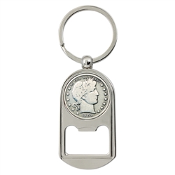 Silver Barber Half Dollar Coin Key Chain Bottle Opener