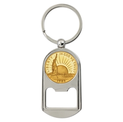 Gold-Layered Statue of Liberty Commemorative Half Dollar Coin Key Chain Bottle Opener