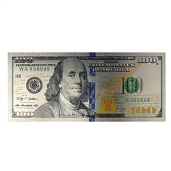 Ben Franklin Silver Foil $100 Novelty Bill