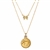 Hummingbird Gold Layered Coin Goldtone Pendant With Double Chain With Angel Wings
