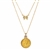 French Marianne Coin Goldtone Pendant With Double Chain With Angel Wings