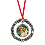 JFK Half Dollar Wreath Ornament With Colorized  Angel Coin